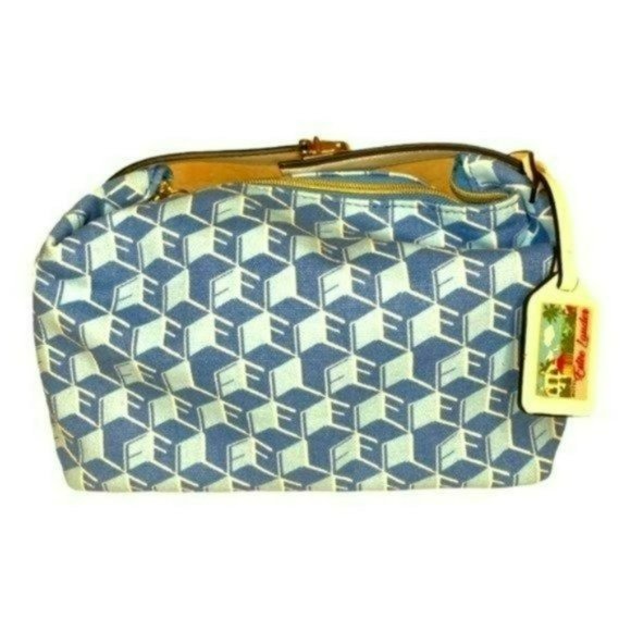 Estee Lauder Handbags - Estee Lauder Blue Geometric Pattern Travel Cosmetic Make Up Bag